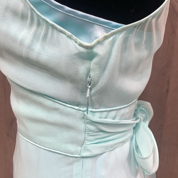 Vintage Express Fashions Sheer Aqua Blue Sleeveless Party Dress Women's Size 2 - Picture 5 of 13